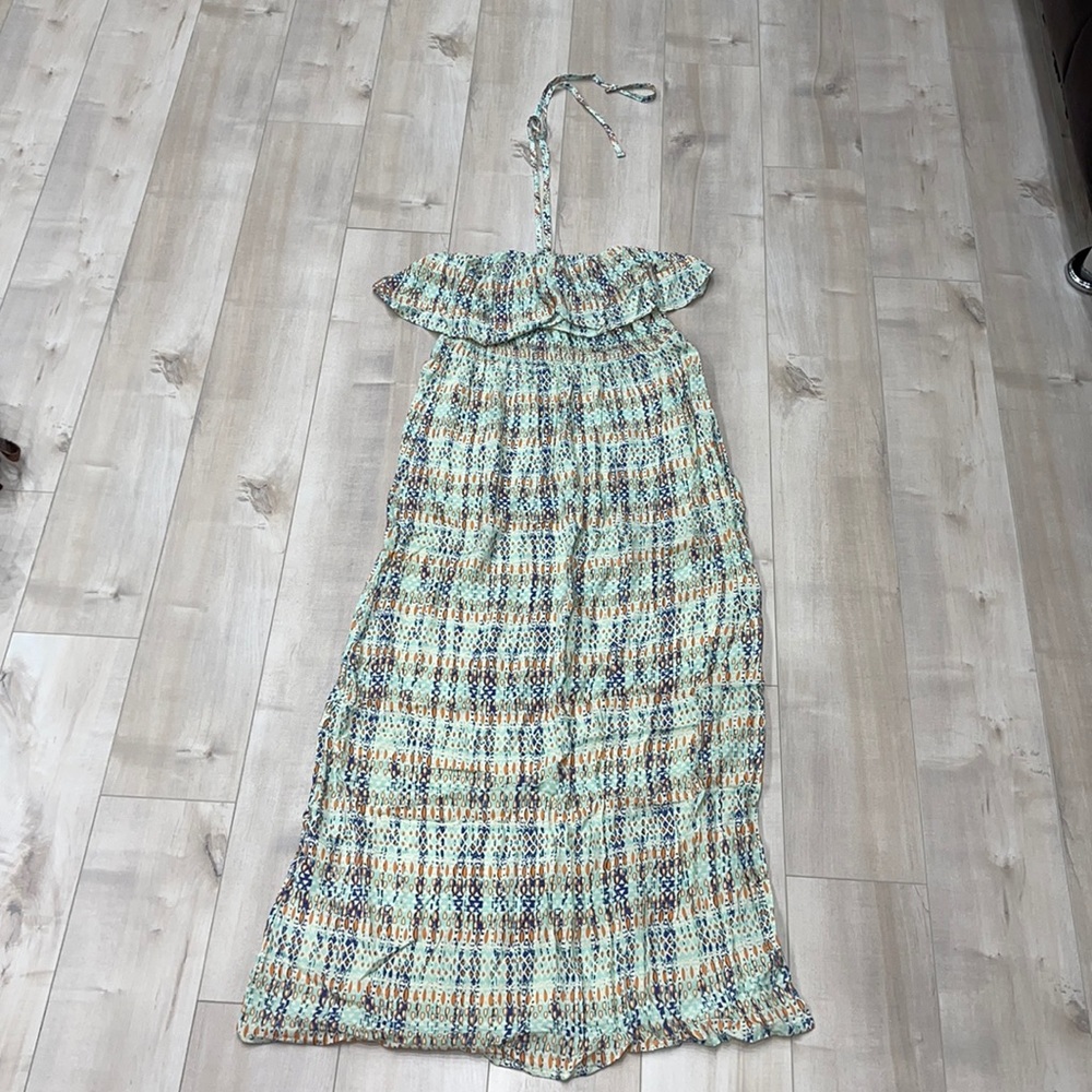 Patterned Halter Neck Maxi Dress